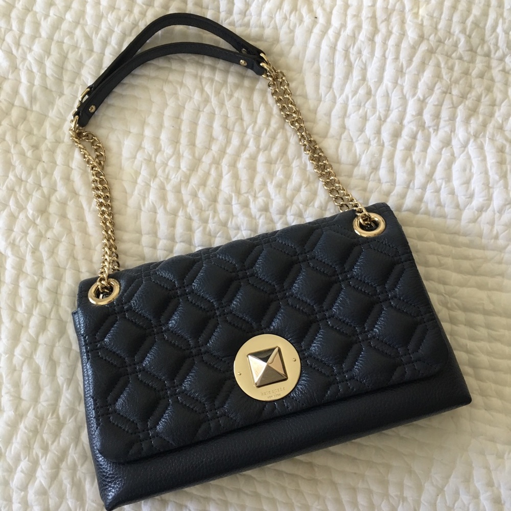 New! Kate Spade Navy Leather Adjustable Chain Bag